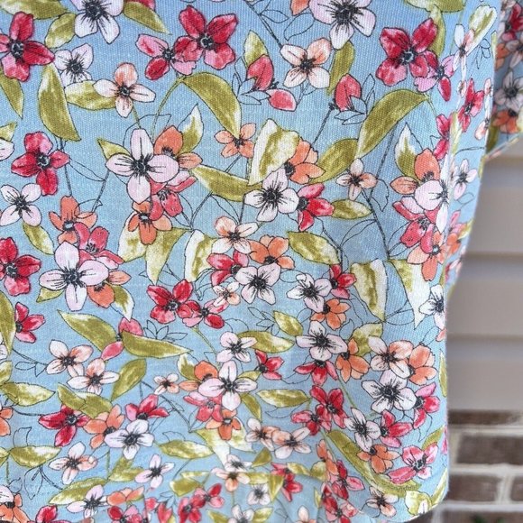 J. Jill Dress Layered Comfort Floral Stretch Pockets Spring Blue Size Small - Picture 6 of 10